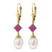 Pearl and Ruby Droplet Earrings 9.5ctw in 9ct Gold