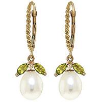 Pearl and Peridot Snowdrop Twist Earrings 9.0ctw in 9ct Gold