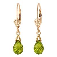 Peridot Droplet Briolette Earrings 4.5ctw in 9ct Gold