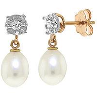 Pearl and Diamond Stud Earrings 8.0ctw in 9ct Gold