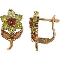 Peridot and Citrine Flower Petal Stud Earrings 2.12ctw in 9ct Gold