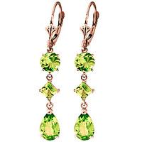 Peridot Drop Earrings 6.3ctw in 9ct Rose Gold