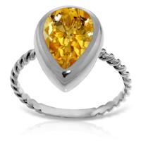 Pear Cut Citrine Ring 2.5ct in 9ct White Gold