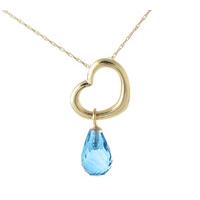 pear cut blue topaz pendant necklace 225ct in 9ct gold