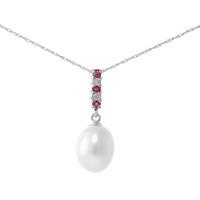 pearl ruby and diamond pendant necklace 412ctw in 9ct white gold