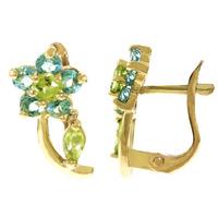 peridot and blue topaz flower stud earrings 172ctw in 9ct gold