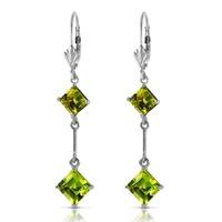 Peridot Two Tier Drop Earrings 3.75ctw in 9ct White Gold