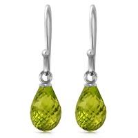 Peridot Zeal Briolette Drop Earrings 2.7ctw in 9ct White Gold