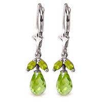 Peridot Snowdrop Briolette Earrings 3.4ctw in 9ct White Gold