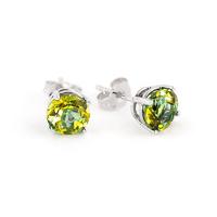 Peridot Stud Earrings 3.1ctw in 9ct White Gold