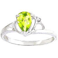 peridot and diamond ring 065ct in 9ct white gold