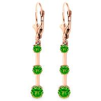 Peridot Bar Drop Earrings 2.5ctw in 9ct Rose Gold