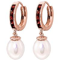 pearl and garnet huggie earrings 93ctw in 9ct rose gold