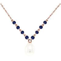 Pearl and Sapphire by the Yard Pendant Necklace 5.0ctw in 9ct Rose Gold