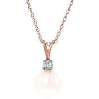 Pearl and Diamond Pendant Necklace 2.0ct in 9ct Rose Gold