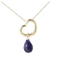 Pear Cut Sapphire Pendant Necklace 3.3ct in 9ct Gold