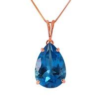 Pear Cut Blue Topaz Pendant Necklace 6.5ct in 9ct Rose Gold