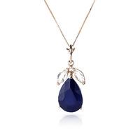 Pear Cut Sapphire Pendant Necklace 4.65ct in 9ct Rose Gold