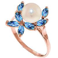 pearl and blue topaz ivy ring 265ctw in 9ct rose gold