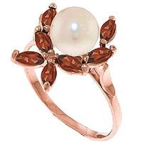 pearl and garnet ivy ring 265ctw in 9ct rose gold