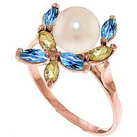 pearl peridot and blue topaz ivy ring 263ctw in 9ct rose gold