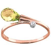 Peridot and Diamond Droplet Ring 1.5ct in 9ct Rose Gold