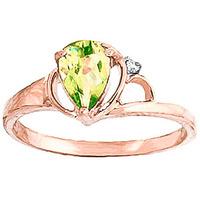 Peridot and Diamond Ring 0.65ct in 9ct Rose Gold