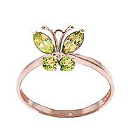 Peridot Butterfly Ring 0.6ctw in 9ct Rose Gold