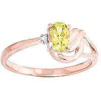 Peridot and Diamond Ring 0.45ct in 9ct Rose Gold