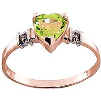 peridot and diamond ring 095ct in 9ct rose gold