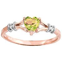 Peridot and Diamond Ring 0.45ct in 9ct Rose Gold