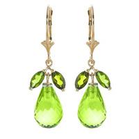 peridot and blue topaz drop earrings 144ctw in 9ct gold