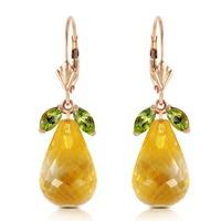 peridot and citrine drop earrings 144ctw in 9ct gold