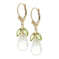 Peridot and White Topaz Drop Earrings 14.4ctw in 9ct Gold