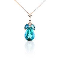 Pear Cut Blue Topaz Pendant Necklace 6.5ctw in 9ct Rose Gold