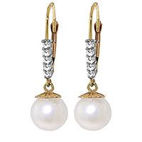 Pearl and Diamond Drop Earrings 4.0ctw in 9ct Gold