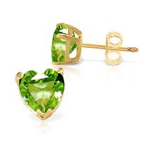 Peridot Heart Stud Earrings 3.25ctw in 9ct Gold