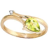 Peridot and Diamond Ring 0.82ct in 9ct Gold