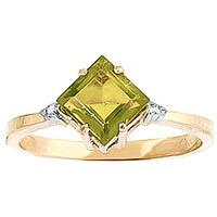 Peridot and Diamond Ring 1.75ct in 9ct Gold