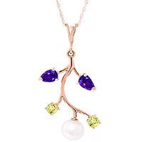 pearl amethyst and peridot vine pendant necklace 27ctw in 9ct rose gol ...