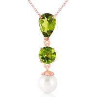 Peridot and Pearl Hourglass Pendant Necklace 5.25ctw in 9ct Rose Gold