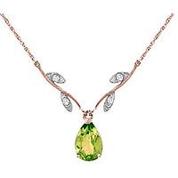 Peridot and Diamond Vine Branch Pendant Necklace 1.5ct in 9ct Rose Gold