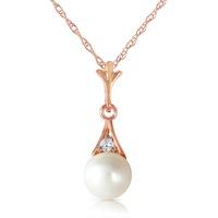 Pearl and Diamond Pendant Necklace 2.0ct in 9ct Rose Gold