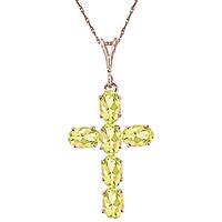 Peridot Rio Cross Pendant Necklace 1.5ctw in 9ct Rose Gold