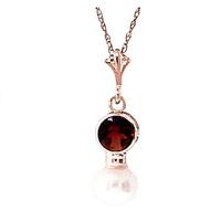 pearl and garnet pendant necklace 123ctw in 9ct rose gold