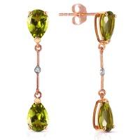 peridot and diamond drop earrings 60ctw in 9ct rose gold