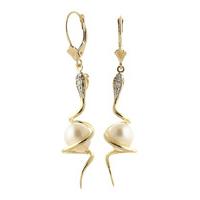 pearl and diamond serpent earrings 80ctw in 9ct gold