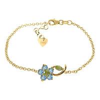 Peridot and Blue Topaz Adjustable Flower Petal Bracelet 0.87ctw in 9ct Gold