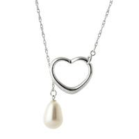 Pear Cut Pearl Pendant Necklace 4.0ct in 9ct White Gold