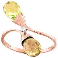 peridot and diamond duo ring 25ctw in 9ct rose gold